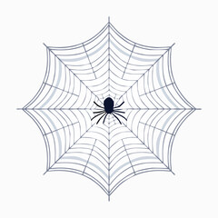 Fototapeta premium A single spider on a delicate, symmetrical web. An isolated vector icon for Halloween, nature, or insect concepts. Generative AI