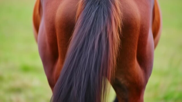 Horse's rear end with a long tail