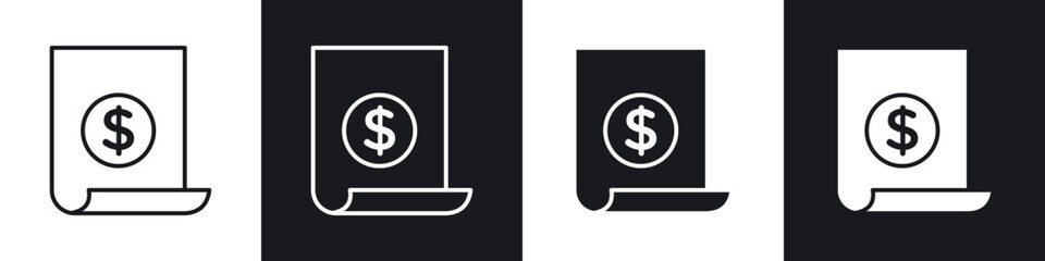 Obraz premium Invoice icons collection in black and white filled and line versions