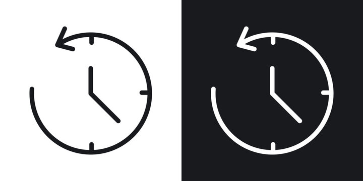 Past time icons collection in black and white filled and line versions