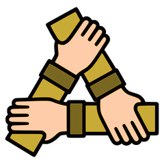 Teamwork triumph three hands join forces in unity strength collaboration connection success