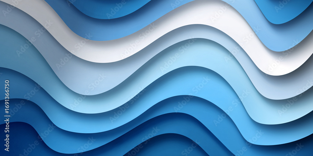 Canvas Prints abstract wavy background with blue gradient. texture of layered paper. banner. white blue gradient.