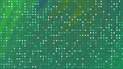Digital forest: Abstract shimmering dot matrix pattern on a calming green gradient backdrop