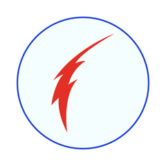 Red lightning bolt symbol inside a blue circle
