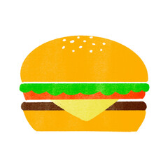 スタンプ風のハンバーガーのイラスト