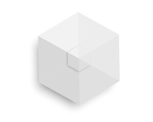 Cafe or kiosk tent top view. Beach umbrella. Gazebo awning in hexagon shape. Event sunshade. Market or exhibition canopy mockup isolated on white background. Vector realistic illustration.