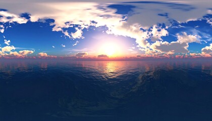 Panoramic sunset over a calm sea