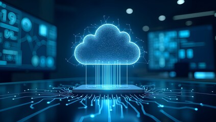 Digital Cloud Computing Technology with Data Network Visualization