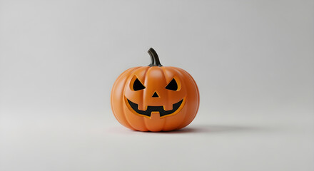 Bright orange Halloween jack-o'-lantern with a classic carved spooky face, isolated against a simple background, embodying the spirit of autumn festivities