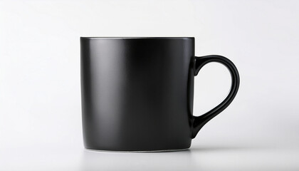Fototapeta premium A Plain Black Mug On A White Background