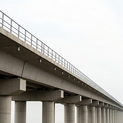 Modern Elevated Concrete Bridge with Pillars