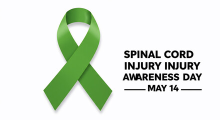 Green ribbon for Spinal Cord Injury Awareness Day, May 14. Support and raise awareness for spinal cord injuries