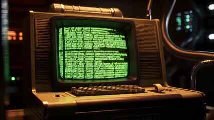 Retro Computer Display Decoding a Mysterious Message - Powered by Adobe
