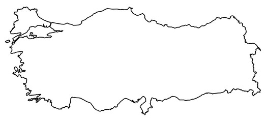 Black Outline Turkey Map Asian Country