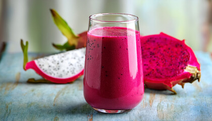 Vibrant And Healthy Bright Pink Dragonfruit Smoothie
