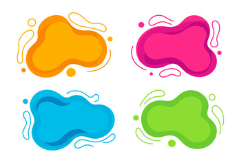 Set of abstract liquid shapes. Colorful fluid amoeba design elements collection. Modern vector banners with gradient colors. Dynamic organic forms for creative background.