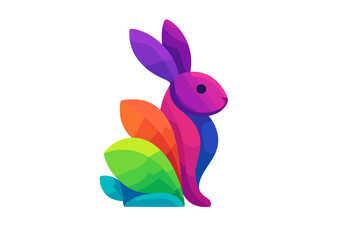 Colorful rabbit logo design vector. Abstract bunny symbol with vibrant gradient colors. Modern creative animal icon for business or brand identity. Stylized hare illustration.