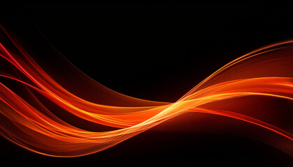 Elegant Abstract Fire Design In Smooth Glowing Curves Warm Orange And Red Tones On Black Background For Dramatic And Clean Presentation