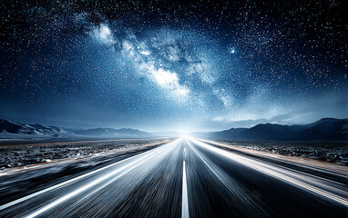 Fototapeta premium A Long Road Under a Stunning Starry Night Sky