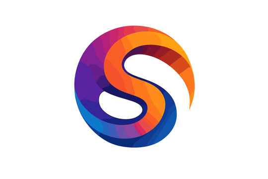 Letter S logo design template. Abstract circular vector icon. Vibrant gradient 3D symbol for business, technology, or corporate identity. Creative round branding element.