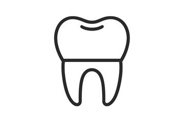 Tooth outline icon for dentistry. Dental crown vector illustration. Simple molar symbol for logo, app, web design. Oral hygiene, health care, and medical concept graphic.