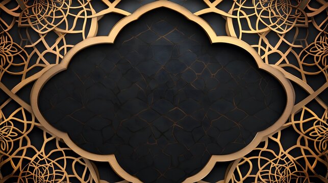 Ornate gold frame on a dark background, intricate design - Powered by Adobe