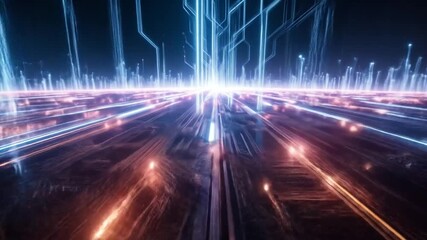 Dynamic Circuitry Visualization: Futuristic Tech Innovation and Data Flow - Powered by Adobe