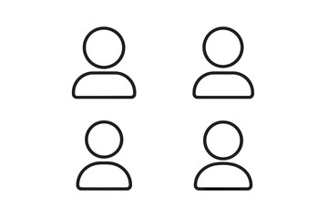 Minimalistic user avatar outline icon for web design, apps, banners, social media profiles, and digital cards. Simple vector cartoon illustration with transparent background, modern user symbol