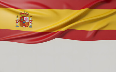 Obraz premium Vibrant Spanish flag waving proudly, a symbol of national pride and heritage, perfect for travel, culture, and patriotic themes