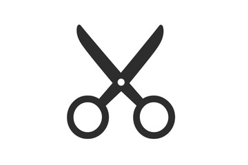 Minimalistic scissors icon vector illustration, simple black scissor symbol for web design, graphic projects, apps, banners, social media, and card design, transparent background
