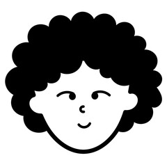 Girl Face Icon with Afro Hair