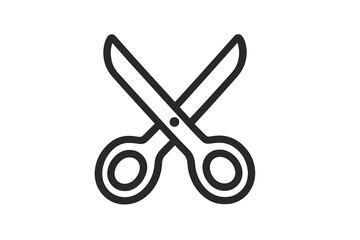 Minimalistic scissors icon for web design, graphic design, apps, banners, social media, and cards. Simple vector illustration with transparent background, cartoon style, editable scalable graphic