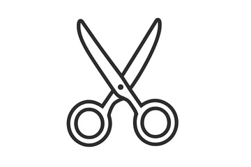 Scissors outline icon vector, cartoon style illustration for graphic design, web apps, advertising, greeting cards, crafting tools, transparent background, editable set