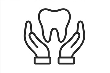 Obraz premium Shield protection symbol between hands outline, security care concept, safe guard icon for graphic and web design, apps, adverts, various cards, vector cartoon illustration