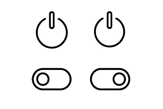 On off switch icon bundle, power button and toggle line icons set, outline signs for graphic design, web design, apps, adverts, various UI controls vector illustration