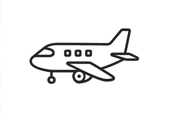 Simple airplane outline vector graphic with transparent background, airplane icon for web design, apps, print ads, travel and transport concept, cartoon style airplane illustration