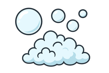 Thin Icon of Bubble and Foam Concept Vector, Cartoon Style Illustrations of Bubbles and Foam for Apps, Graphics, Transparent Background, Ordered Set Collection, Light Blue Glossy Spheres