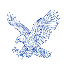 Majestic eagle in flight, powerful wings spread, stoic gaze