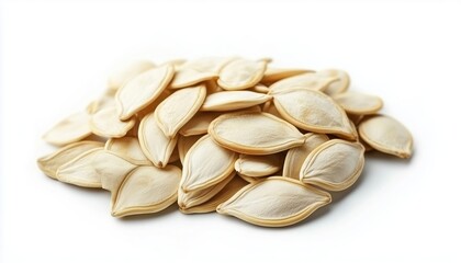 Pumpkin Seeds And Pumpkin Seed Isolate On A White Background: A Clean And Pure Presentation Of Healthy Seeds