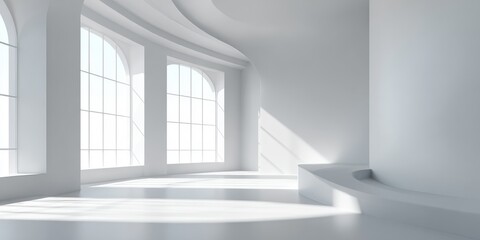 Fototapeta premium Empty modern space with arched windows