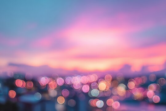 Blurry city sunset view - Powered by Adobe