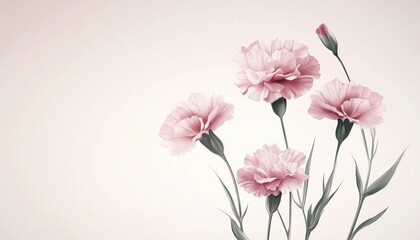 Fototapeta premium Elegant Vintage Wedding Invitation With Water Carnations And Light Background - Featuring Floral Pattern And Elegance.