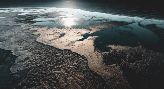 High-angle view of a frozen planet