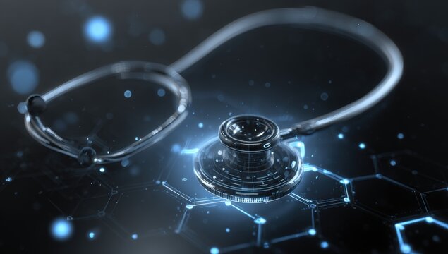 Stethoscope on a digital medical background - Powered by Adobe