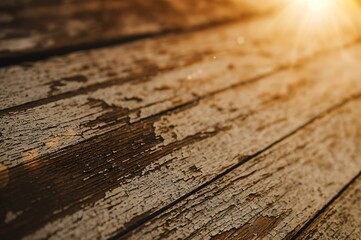 Fototapeta premium Distressed Wooden Planks in Sunlight
