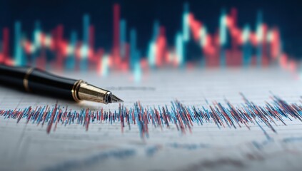 Financial data analysis, pen on chart