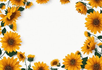 Sunflower border on white background (2)