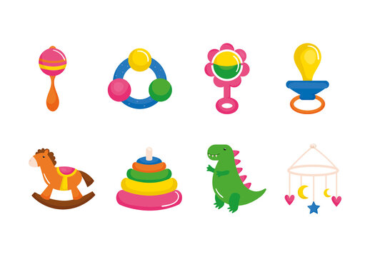 Colorful Baby Toys Illustrations Set