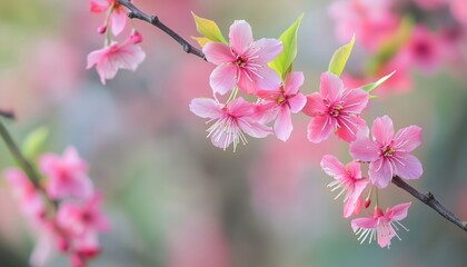 Wild Himalayan Cherry Blossom Showcases Its Beauty At The Khun Chang Kian Gardens In Chiangmai, Thailand Famous For Its Giant Tiger Flower Display.