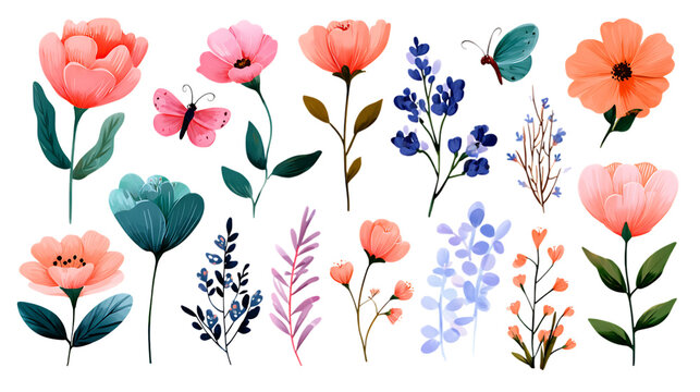 Set of different kinds of flowers
